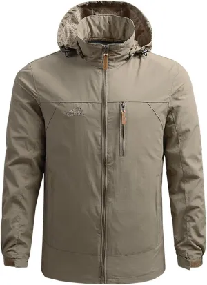 Mens Rain Jacket Waterproof Hooded Hiking Coat Lightweight Casual Windbreaker Jackets Sportwear Zipper Parkas Outerwear