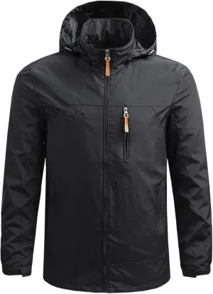 Mens Rain Jacket Waterproof Hooded Hiking Coat Lightweight Casual Windbreaker Jackets Sportwear Zipper Parkas Outerwear