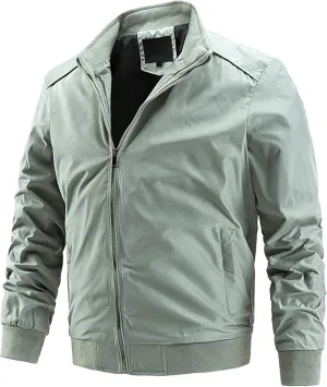 Men's Stand Collar Windproof Windbreaker Lightweight Sportwear Bomber Jackets Full Zip Casual Padded Coats