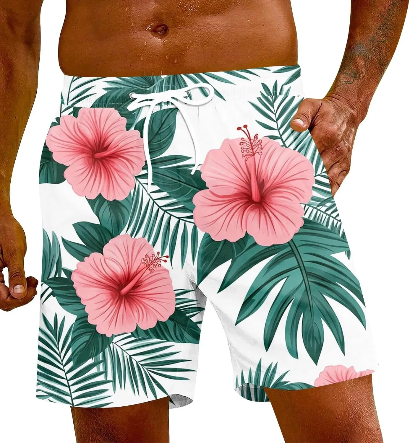 Men's Swim Trunks Quick Dry Beach Swim Shorts Stretch Board Shorts Swimsuit with Pockets