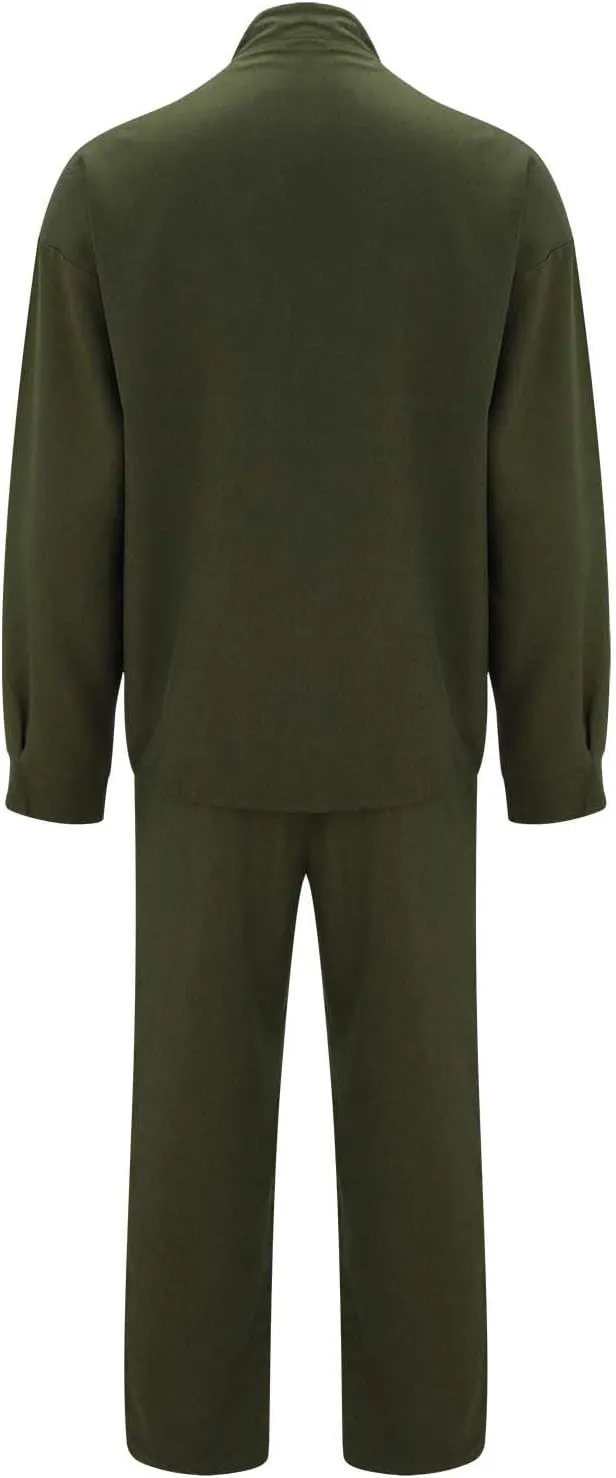 Mens Two Piece Outfits Sets Fall Buttoned Drawstring Open Front Cardigan and Casual Long Pants Loose Fit Jackets
