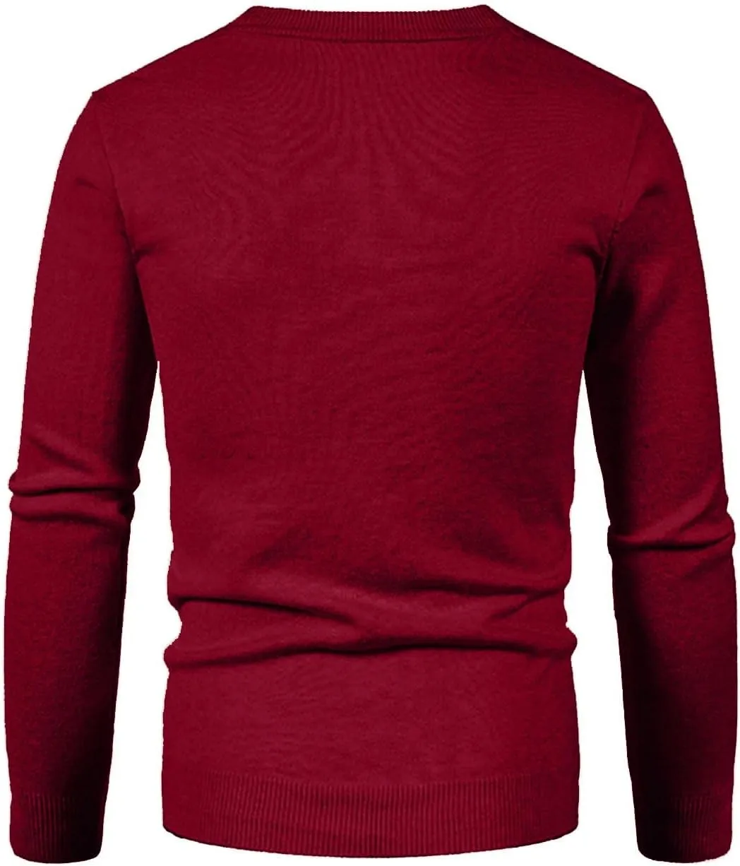 Men's V Neck Knit Cardigan Solid Color Sweater Casual Lightweight Button Down Knitted Sweater Tops