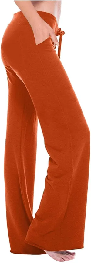 Mzkdieey Women's Wide Leg Yoga Pants Casual Drawstring Sweatpants Baggy Comfy Lounge Pants Pajama Bottoms with Pockets