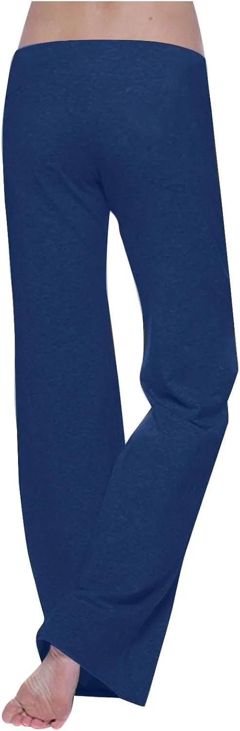 Mzkdieey Women's Wide Leg Yoga Pants Casual Drawstring Sweatpants Baggy Comfy Lounge Pants Pajama Bottoms with Pockets