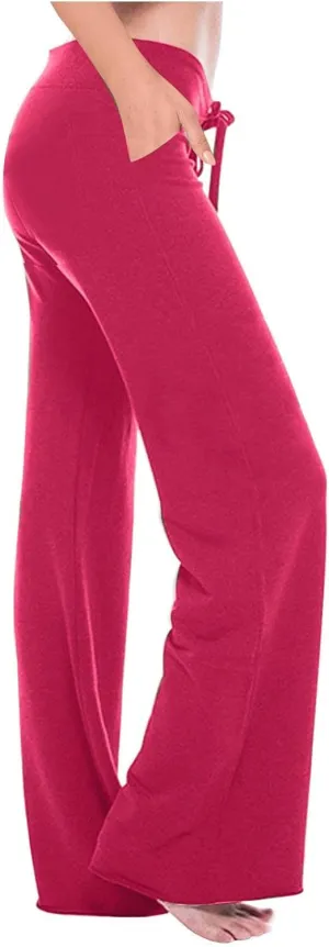 Mzkdieey Women's Wide Leg Yoga Pants Casual Drawstring Sweatpants Baggy Comfy Lounge Pants Pajama Bottoms with Pockets