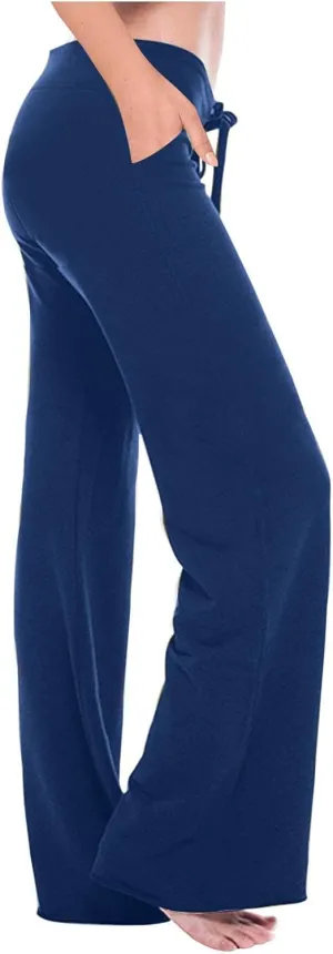 Mzkdieey Women's Wide Leg Yoga Pants Casual Drawstring Sweatpants Baggy Comfy Lounge Pants Pajama Bottoms with Pockets