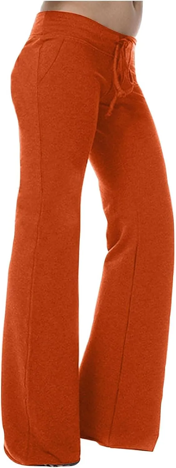 Mzkdieey Women's Wide Leg Yoga Pants Casual Drawstring Sweatpants Baggy Comfy Lounge Pants Pajama Bottoms with Pockets