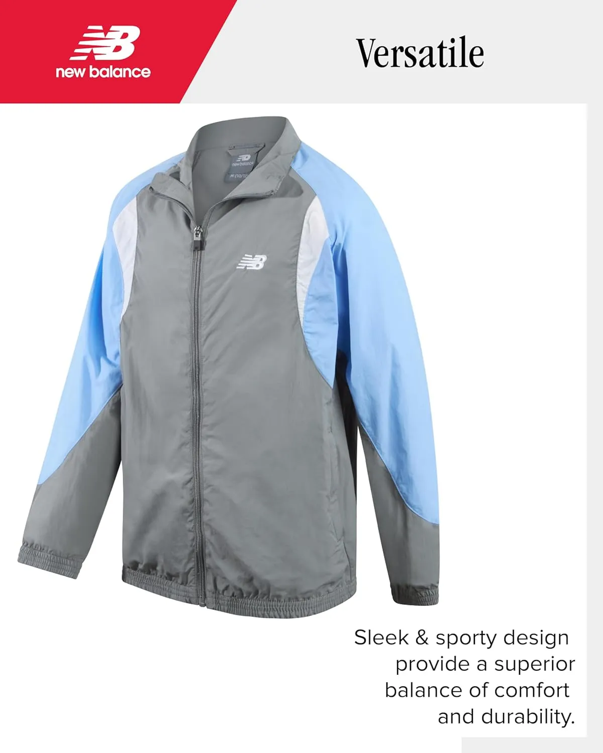 New Balance Boys' Tracksuit Set - 2 Piece Athletic Woven Track Jacket and Jogger Sweatpants Set for Boys (Sizes: 8-20)