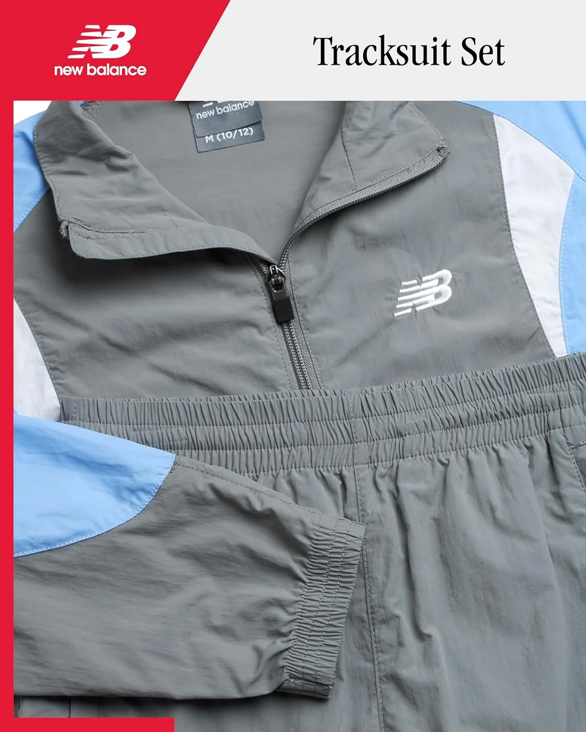 New Balance Boys' Tracksuit Set - 2 Piece Athletic Woven Track Jacket and Jogger Sweatpants Set for Boys (Sizes: 8-20)
