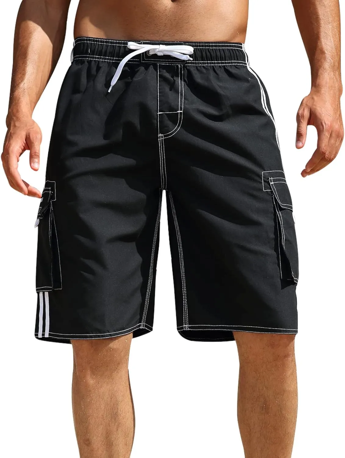 Nonwe Men's Beachwear Board Shorts Quick Dry with Mesh Lining Swim Trunks