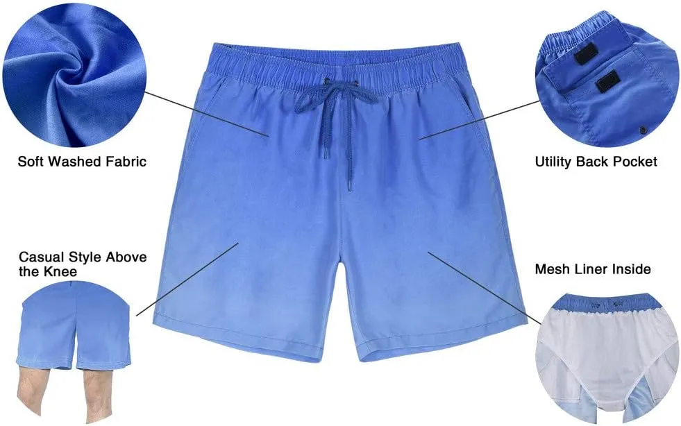Nonwe Men's Swim Trunks Beachwear Outdoor Quick Dry Retro Soft Washed Drawstring Board Short