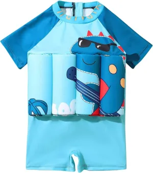 ODASDO Kids Baby Boy Girl One-Piece Floatation Swimsuit Short Sleeve Float Suit with Adjustable Buoyancy Bathing Suit