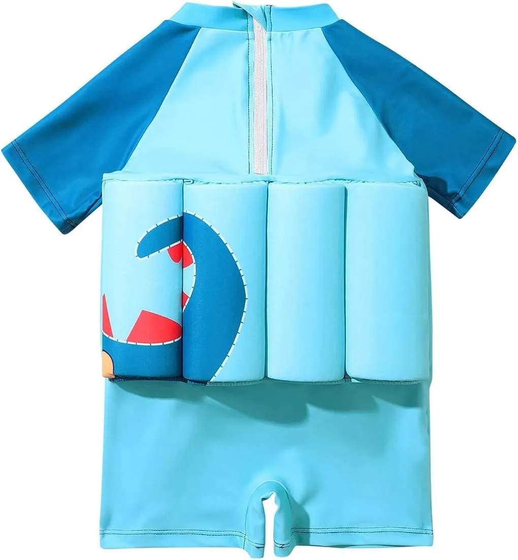 ODASDO Kids Baby Boy Girl One-Piece Floatation Swimsuit Short Sleeve Float Suit with Adjustable Buoyancy Bathing Suit
