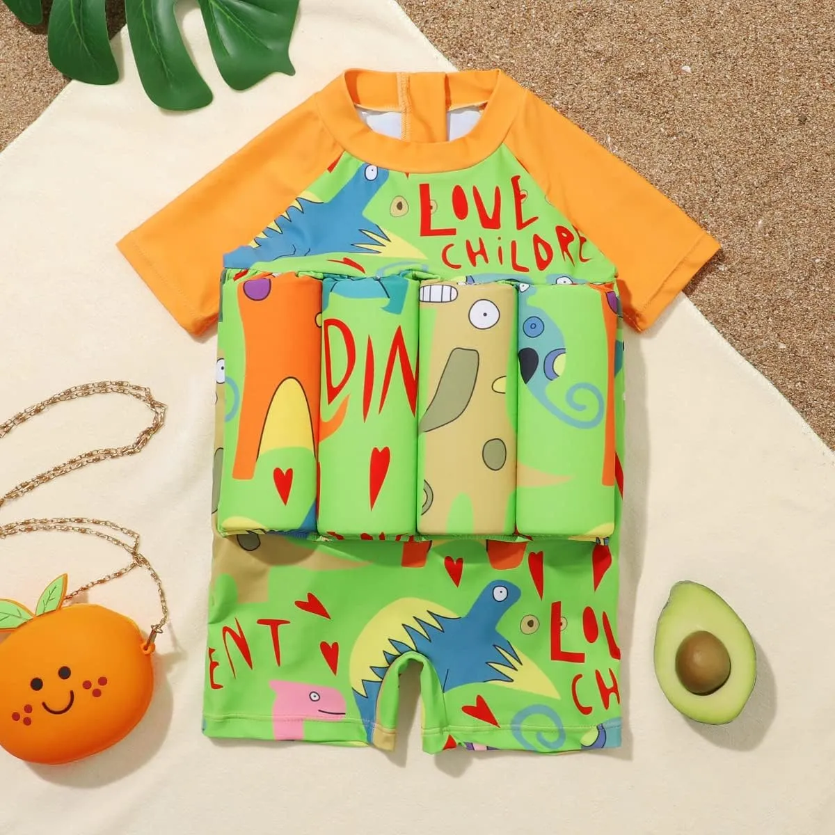 ODASDO Kids Baby Boy Girl One-Piece Floatation Swimsuit Short Sleeve Float Suit with Adjustable Buoyancy Bathing Suit