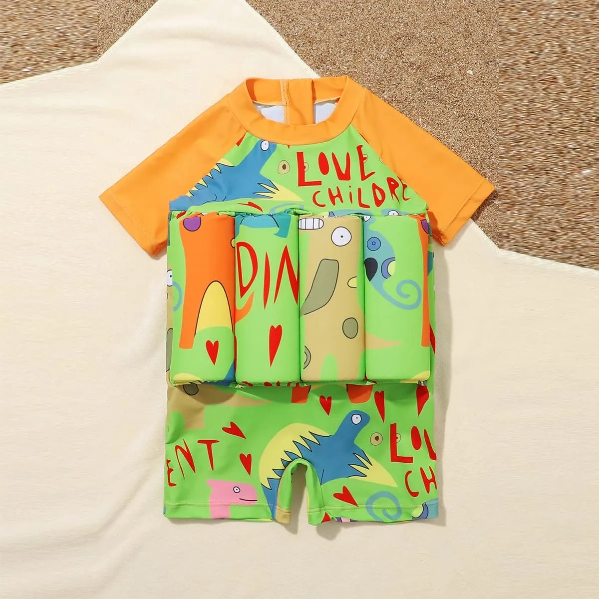 ODASDO Kids Baby Boy Girl One-Piece Floatation Swimsuit Short Sleeve Float Suit with Adjustable Buoyancy Bathing Suit