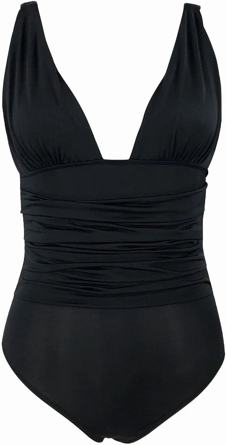One Piece Swimsuit for Women Strapless Swimsuits Push up Bathing Suit Retro Ruched Vintage Padded Swimwear