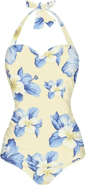 One Piece Swimsuits Beach Bathing Suits Tie Halter Backless Beachwear Tummy Control Swimwear for Women