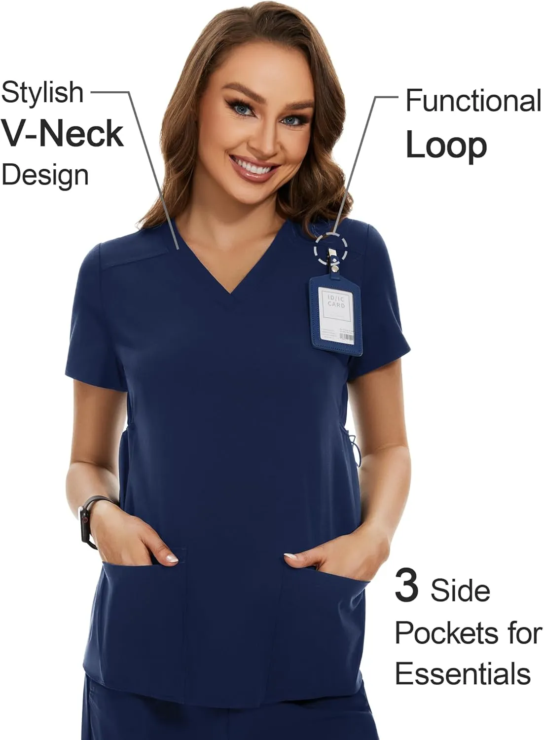 PACBREEZE Women's Maternity Scrub Top/Shirt V-Neck Workwear Medical Pregnancy Scrub Clothes, S-XXL
