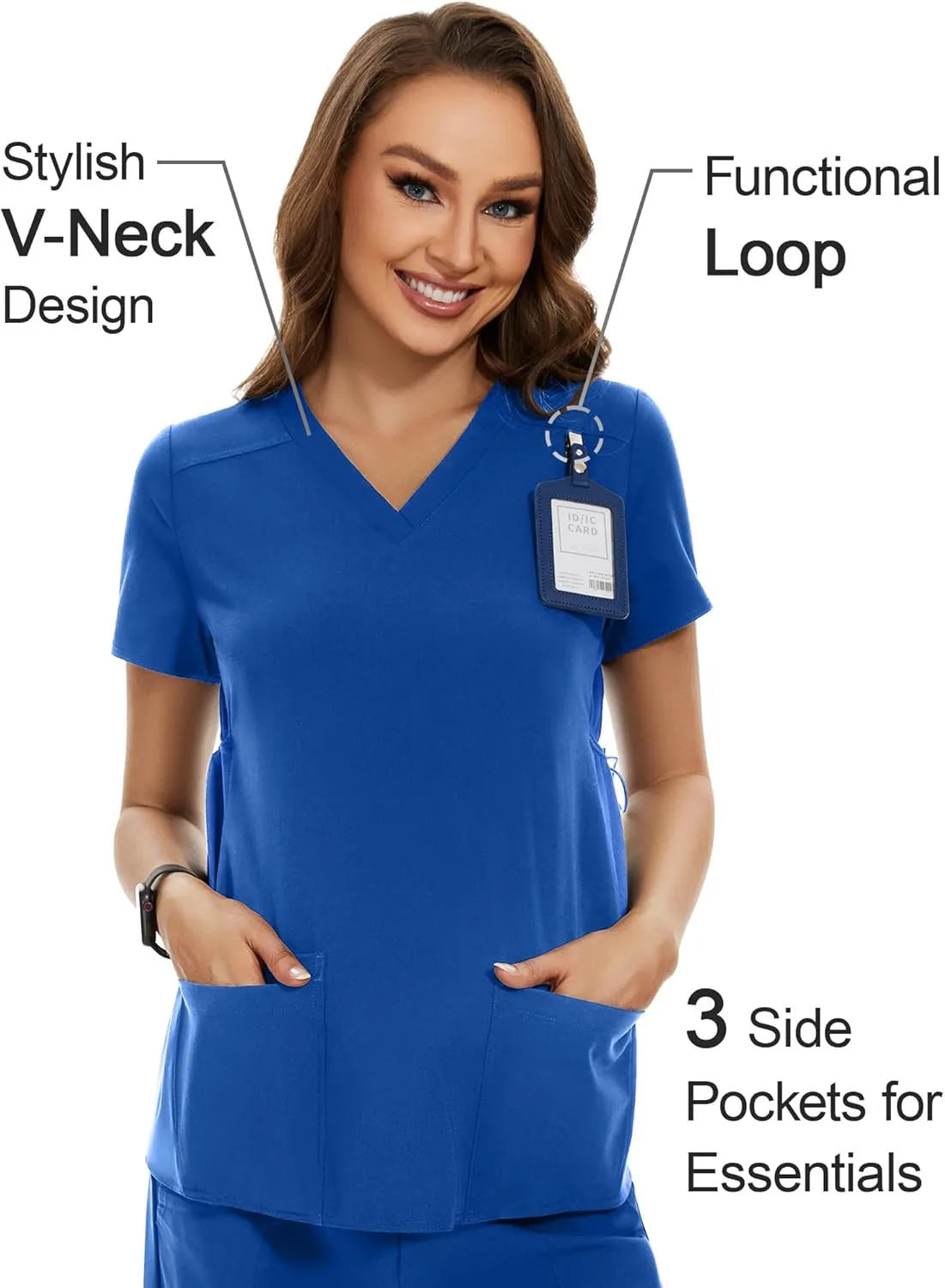 PACBREEZE Women's Maternity Scrub Top/Shirt V-Neck Workwear Medical Pregnancy Scrub Clothes, S-XXL