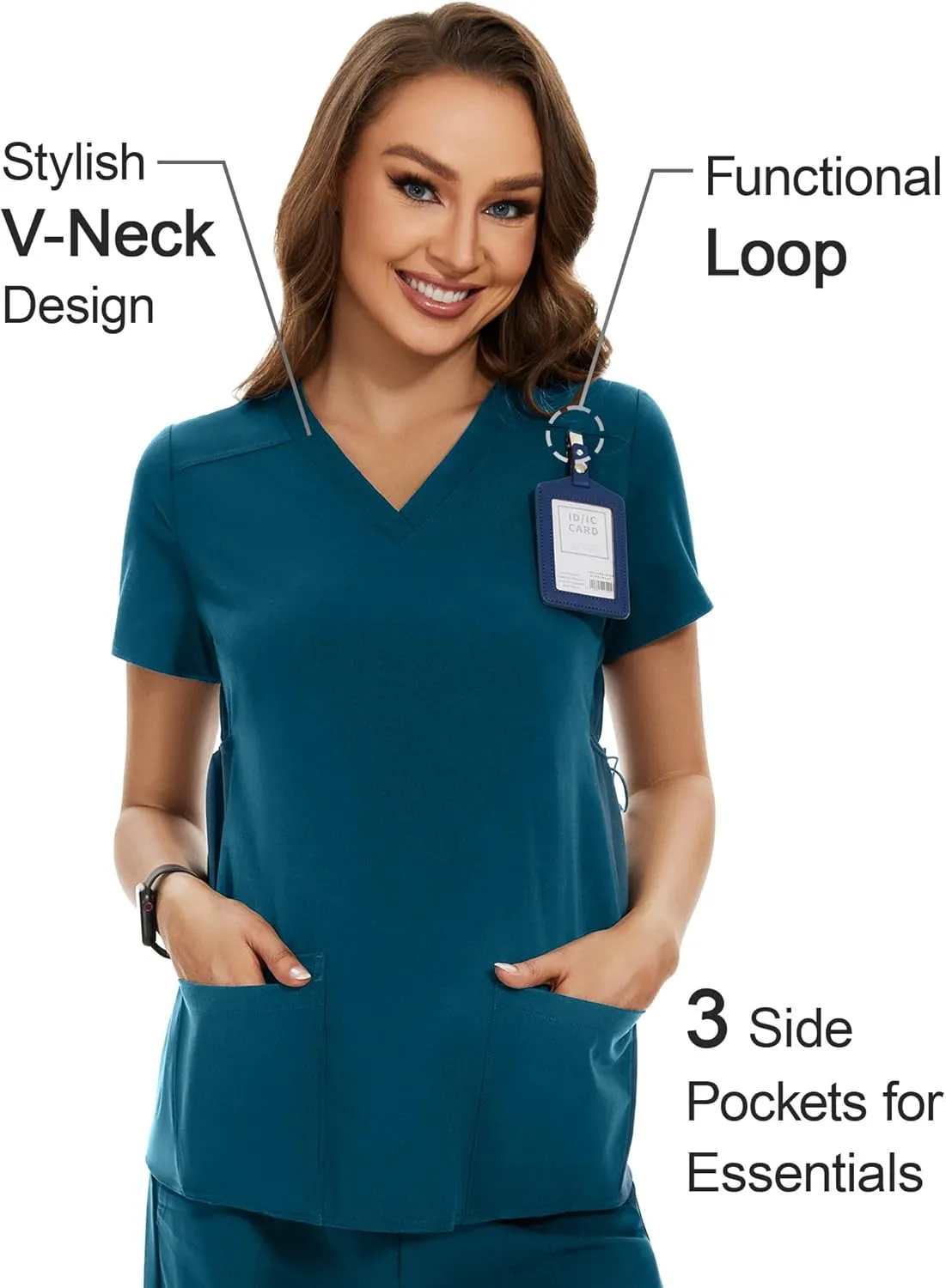 PACBREEZE Women's Maternity Scrub Top/Shirt V-Neck Workwear Medical Pregnancy Scrub Clothes, S-XXL