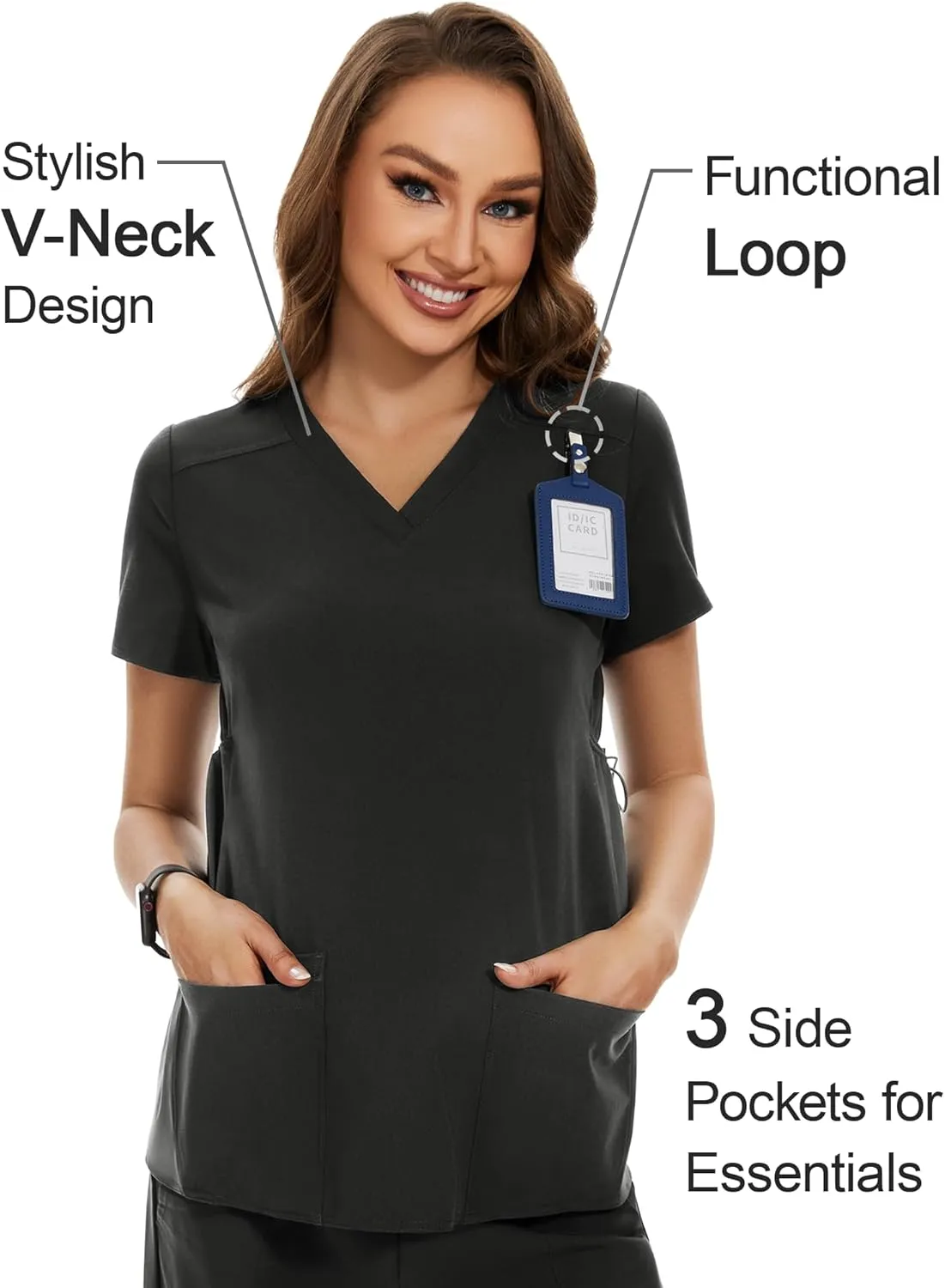 PACBREEZE Women's Maternity Scrub Top/Shirt V-Neck Workwear Medical Pregnancy Scrub Clothes, S-XXL