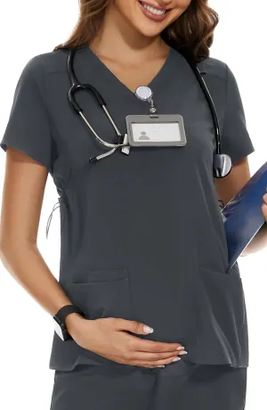 PACBREEZE Women's Maternity Scrub Top/Shirt V-Neck Workwear Medical Pregnancy Scrub Clothes, S-XXL