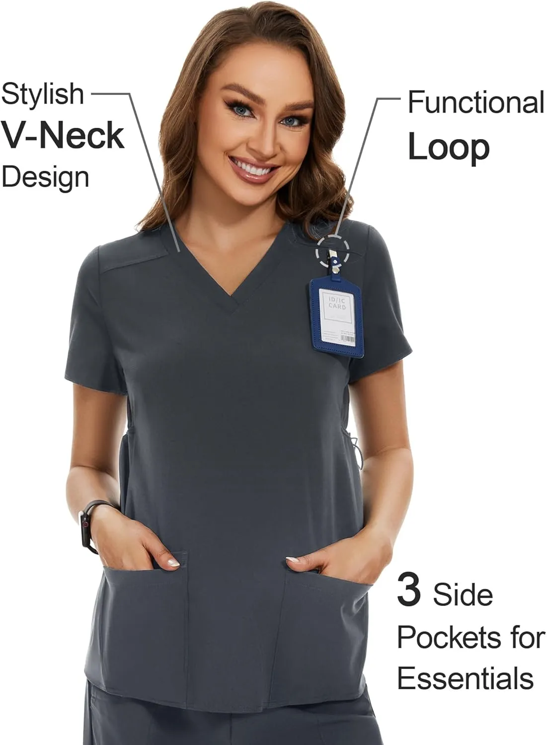 PACBREEZE Women's Maternity Scrub Top/Shirt V-Neck Workwear Medical Pregnancy Scrub Clothes, S-XXL