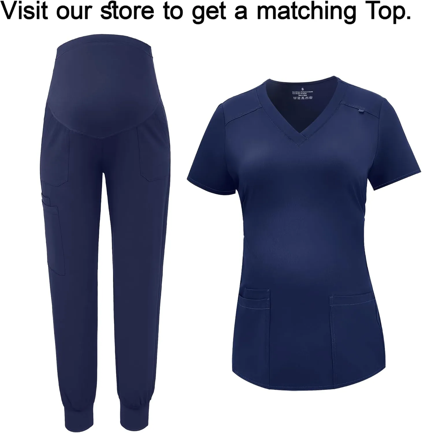 PACBREEZE Women's Maternity Scrub Top/Shirt V-Neck Workwear Medical Pregnancy Scrub Clothes, S-XXL