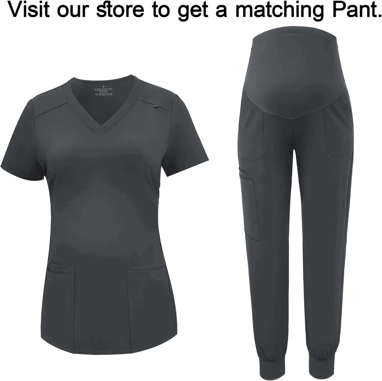 PACBREEZE Women's Maternity Scrub Top/Shirt V-Neck Workwear Medical Pregnancy Scrub Clothes, S-XXL