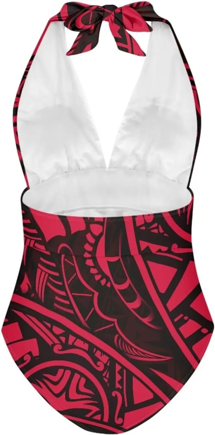 Polynesia Beachwear Swimsuit Ladies Backless Tummy Control Swimwear Sexy One Piece Beach Swimsuits