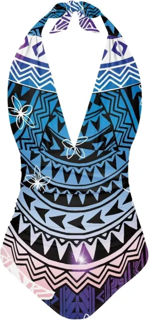 Polynesia Beachwear Swimsuit Ladies Backless Tummy Control Swimwear Sexy One Piece Beach Swimsuits