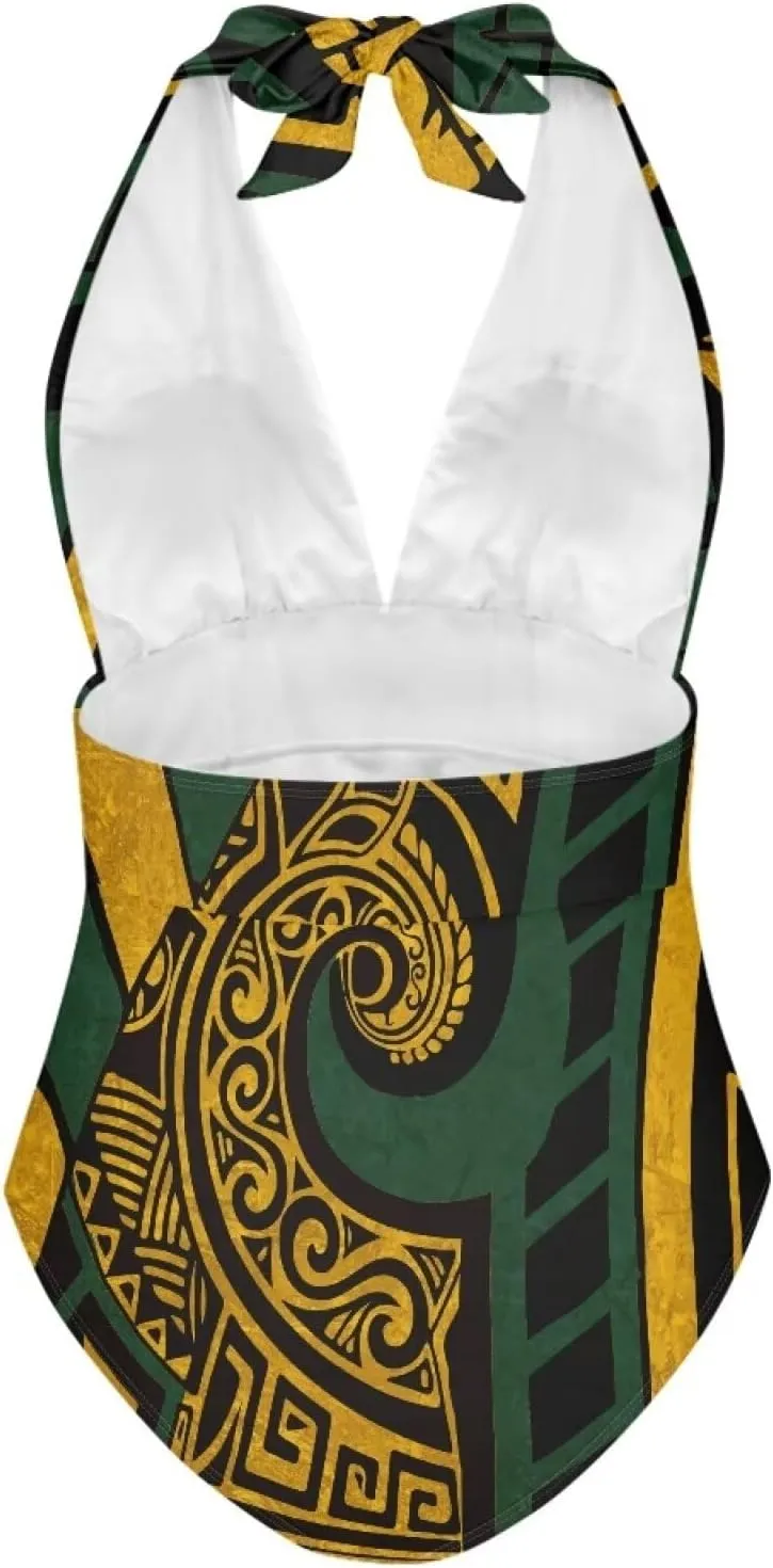Polynesia Beachwear Swimsuit Ladies Backless Tummy Control Swimwear Sexy One Piece Beach Swimsuits
