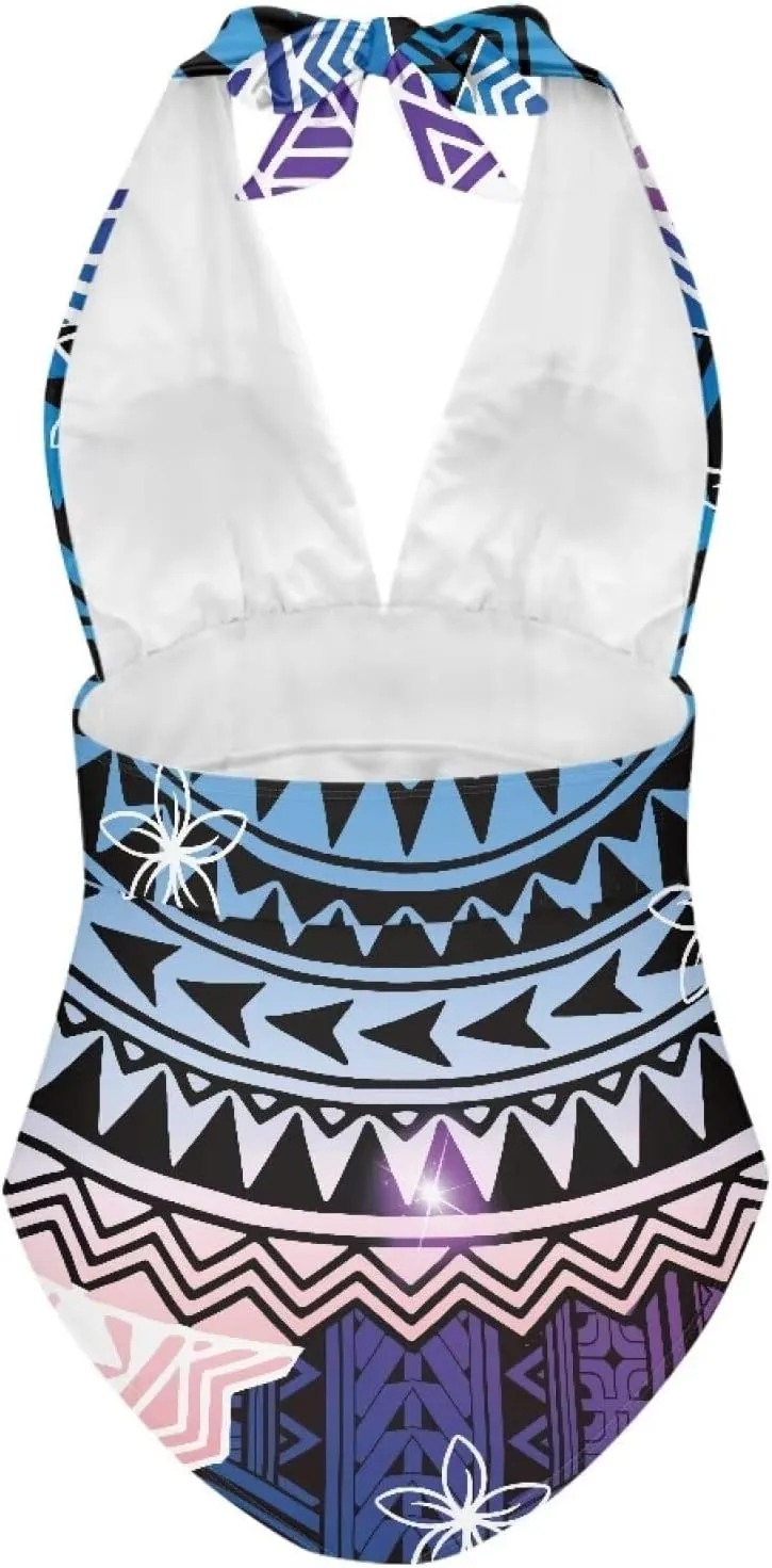 Polynesia Beachwear Swimsuit Ladies Backless Tummy Control Swimwear Sexy One Piece Beach Swimsuits