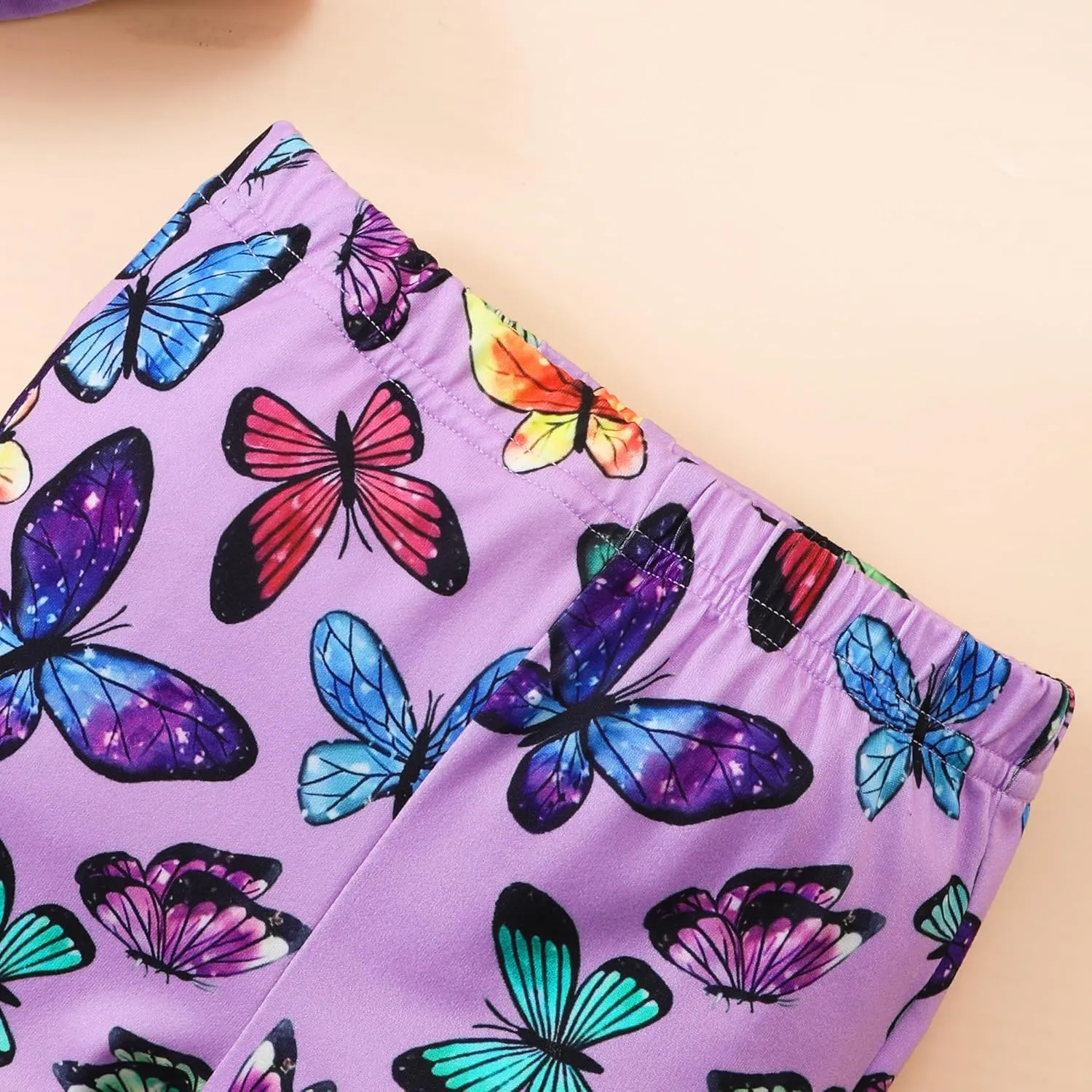 Popshion Little Girls 2 Piece Summer Outfits Flutter Sleeve T-Shirt and Cropped Capri Leggings Kids Clothes Short Sets 2-8t