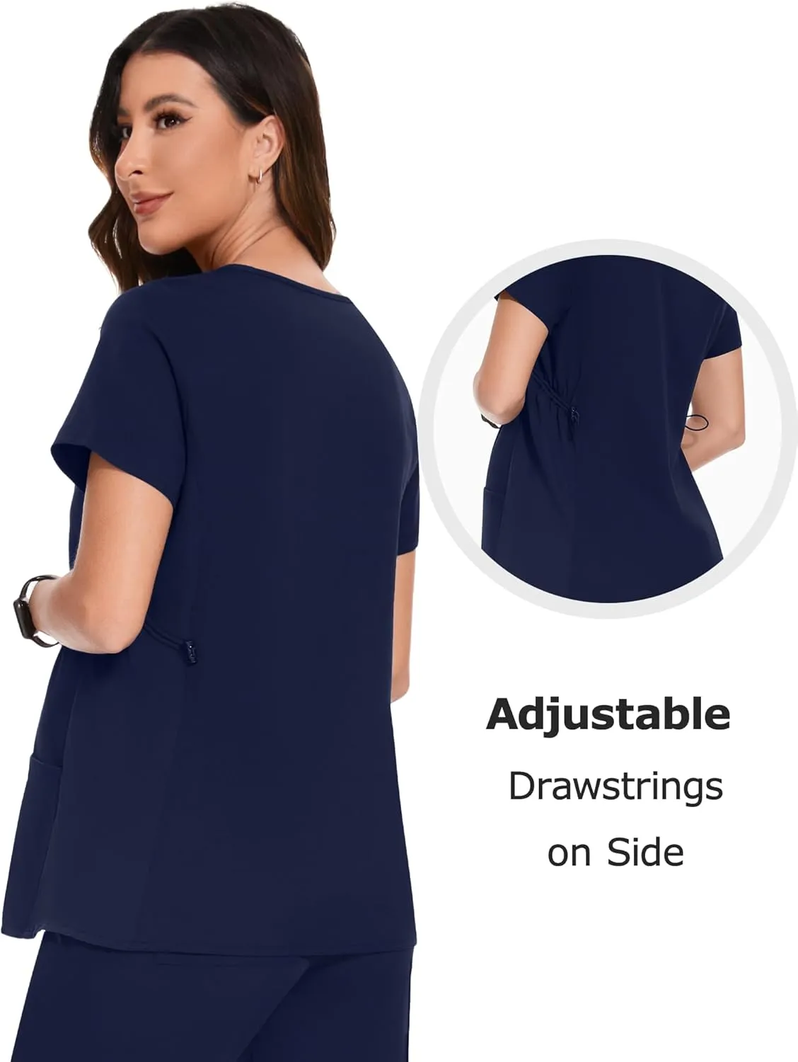POSHGLAM Women's Maternity Scrubs Top Workwear V-Neck Medical Shirts Pregnancy Scrub Clothes
