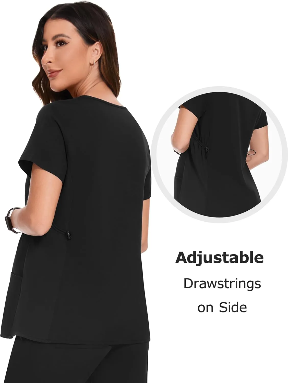 POSHGLAM Women's Maternity Scrubs Top Workwear V-Neck Medical Shirts Pregnancy Scrub Clothes