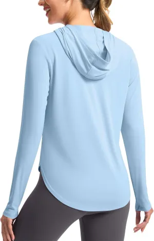 Rash Guard for Women UPF 50  SPF UV Protection Hoodie Long Sleeve Athletic Workout Tops Quick Dry Hiking Swim Shirt