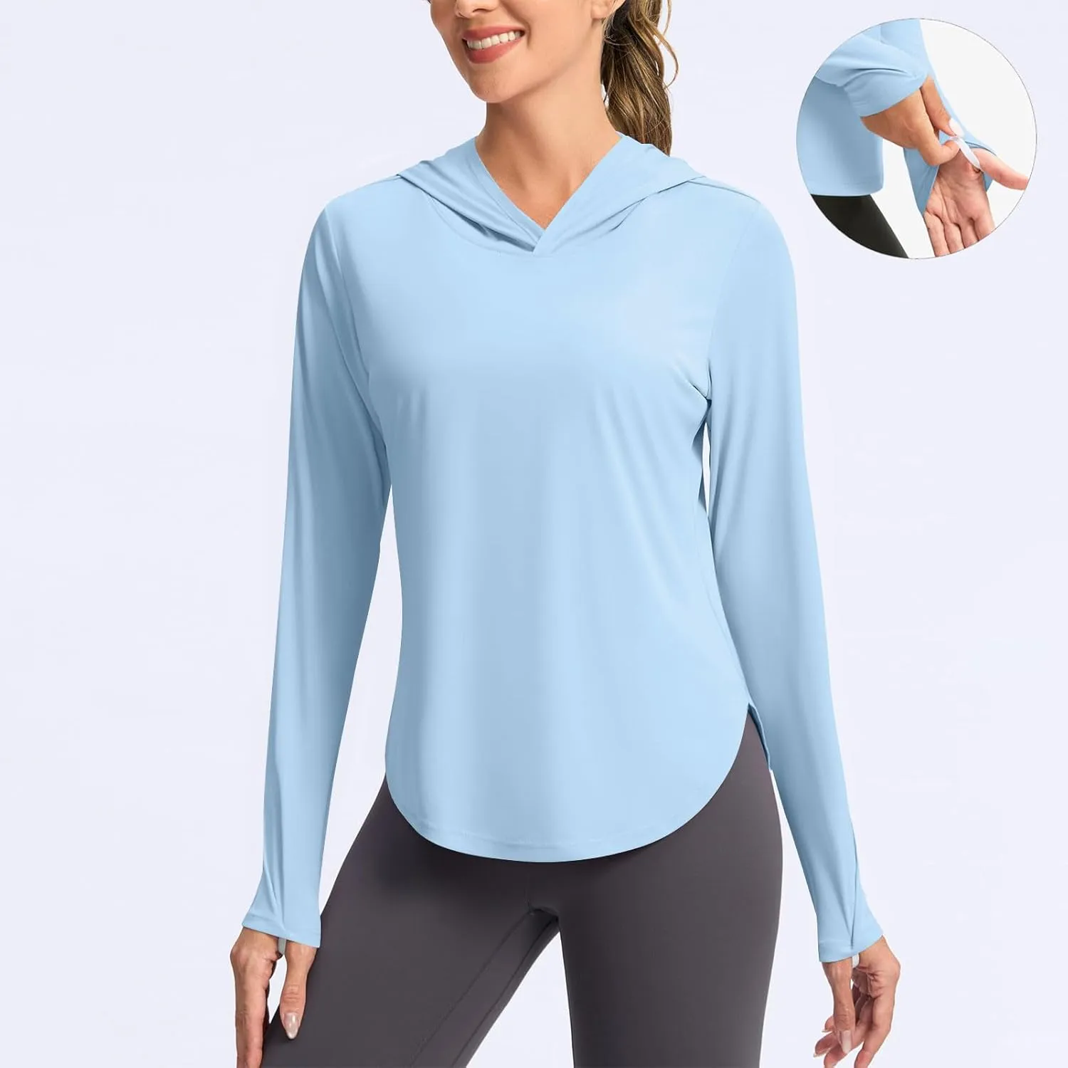 Rash Guard for Women UPF 50  SPF UV Protection Hoodie Long Sleeve Athletic Workout Tops Quick Dry Hiking Swim Shirt