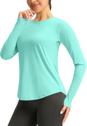 Rash Guard for Women UV Protection Long Sleeve Outdoor Sun Shirt UPF 50  SPF Hiking Shirt Quick Dry Athletic Swim Top