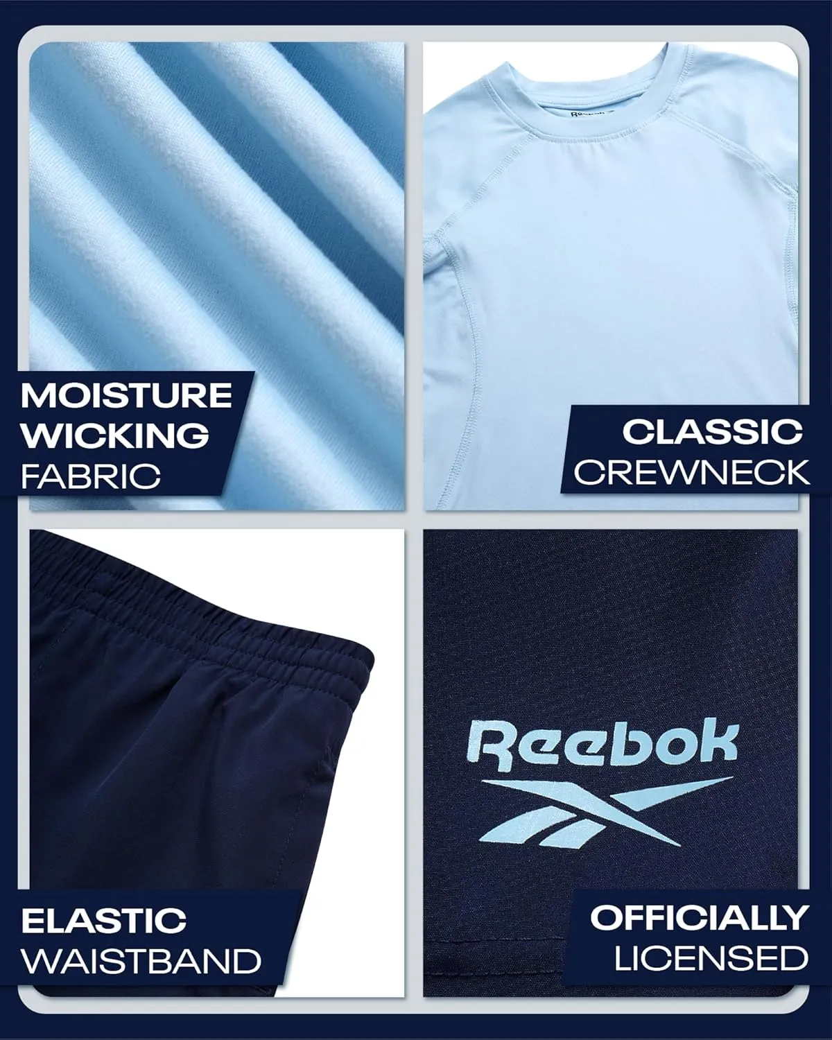 Reebok Toddler Boys Short Set - 2 Piece Summer Outfit with T-Shirt and Shorts - Activewear Clothes for Toddler & Little Boys