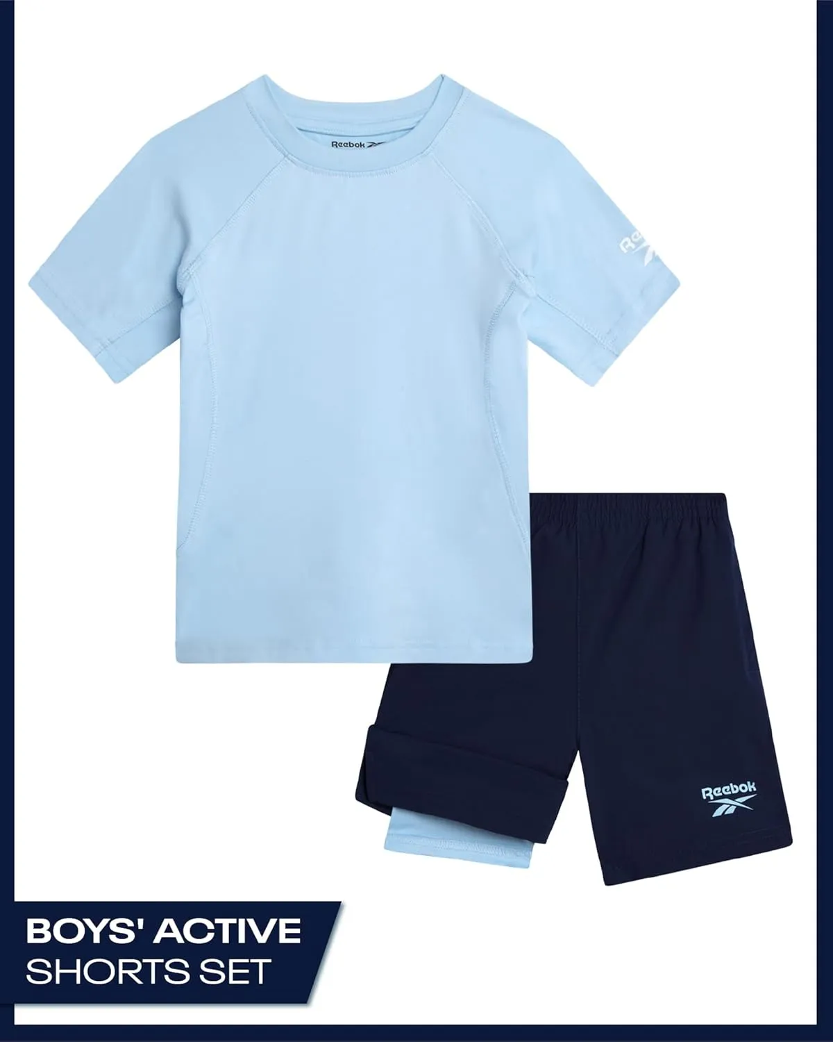 Reebok Toddler Boys Short Set - 2 Piece Summer Outfit with T-Shirt and Shorts - Activewear Clothes for Toddler & Little Boys
