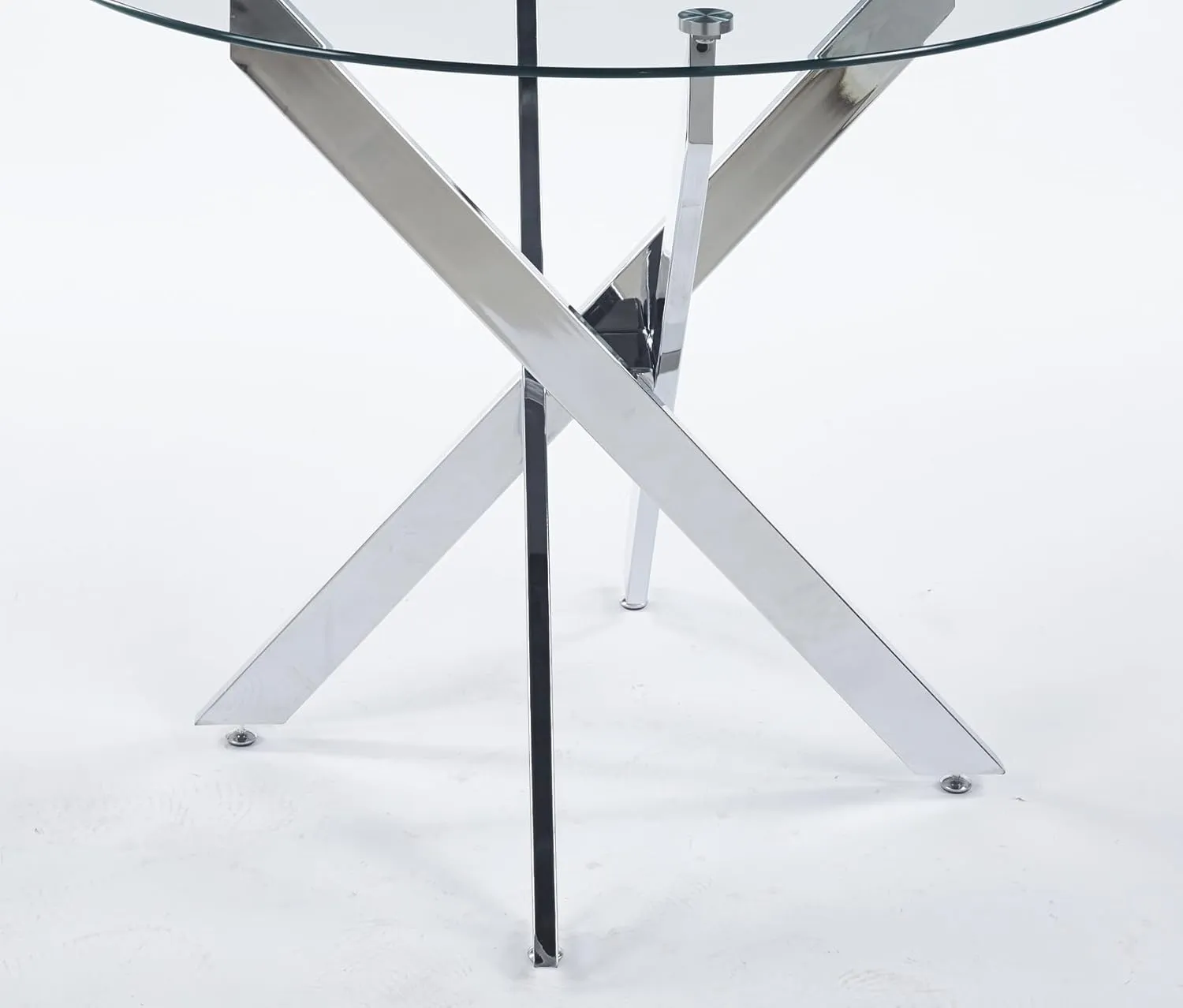 Round Glass Dining Table,Dining Room Table with Tempered Glass Tabletop and Metal Legs, Modern Style Glass Kitchen Table for Home, Kitchen, Dining Room