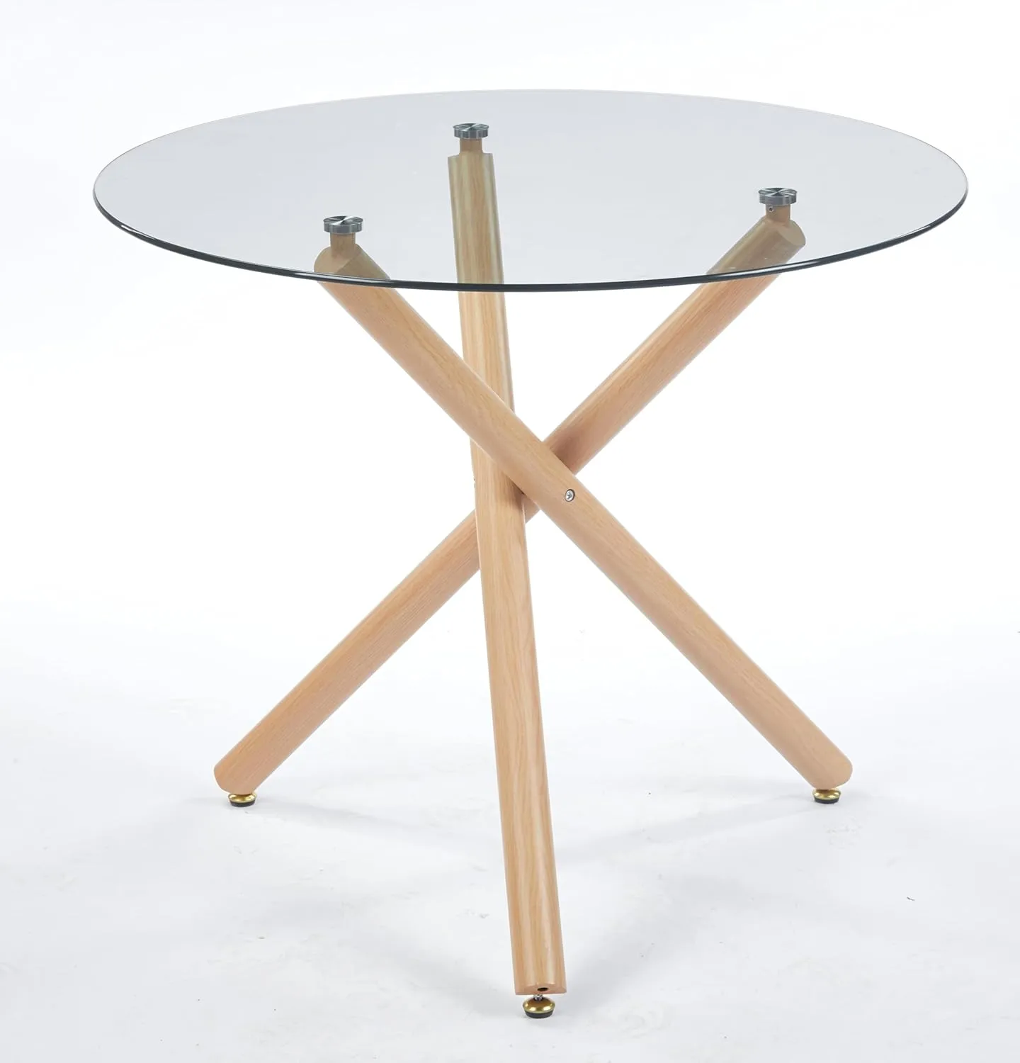 Round Glass Dining Table,Glass Dining Room Table with Tempered Glass Tabletop and Metal Legs, Modern Style Glass Kitchen Table for Home, Kitchen, Dining Room