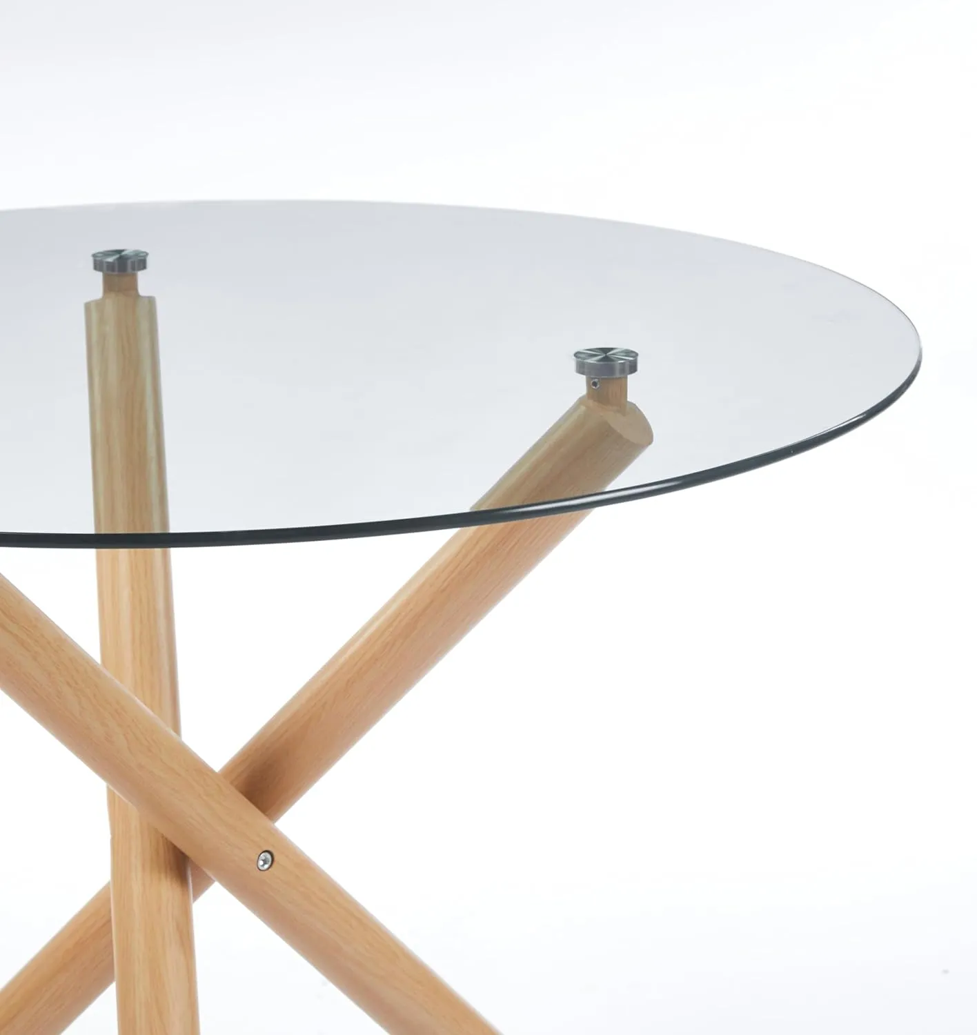 Round Glass Dining Table,Glass Dining Room Table with Tempered Glass Tabletop and Metal Legs, Modern Style Glass Kitchen Table for Home, Kitchen, Dining Room