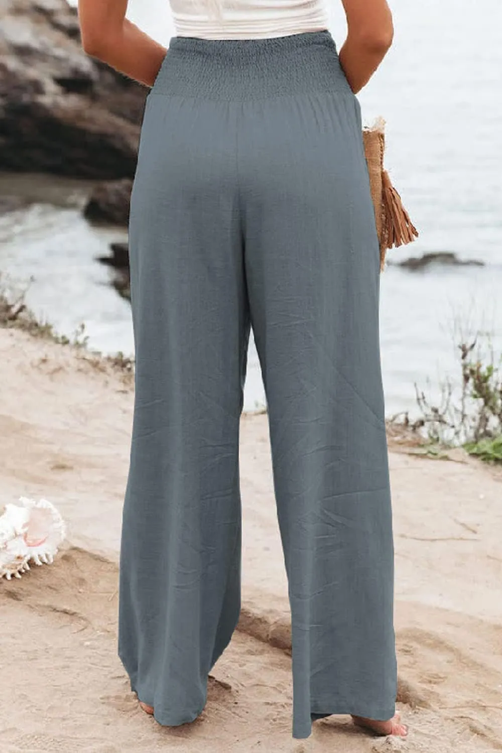 Ru Sweet Women High Waisted Cotton Linen Palazzo Pants Wide Leg Long Lounge Pant Trousers with Pocket