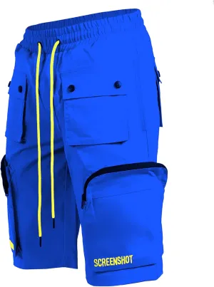 SCREENSHOT Mens Premium Multifunctional Utility Nylon Cargo Shorts - Crisp Shell Fabric 3D Pockets Hiking Tapered Bottoms