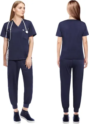 Scrubs for Women Scrubs Set - Stretch V-Neck Scrub Top & Yoga Jogger Pants Medical Uniform Scrub Set