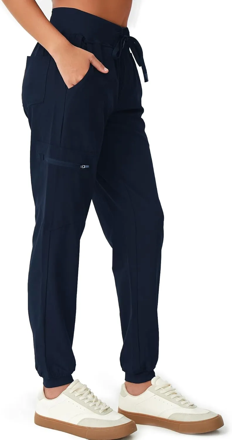 Scrubs for Women, Stretchy Yoga Pants with 5 Pockets, Cargo Jogger Scrub Pants for Women