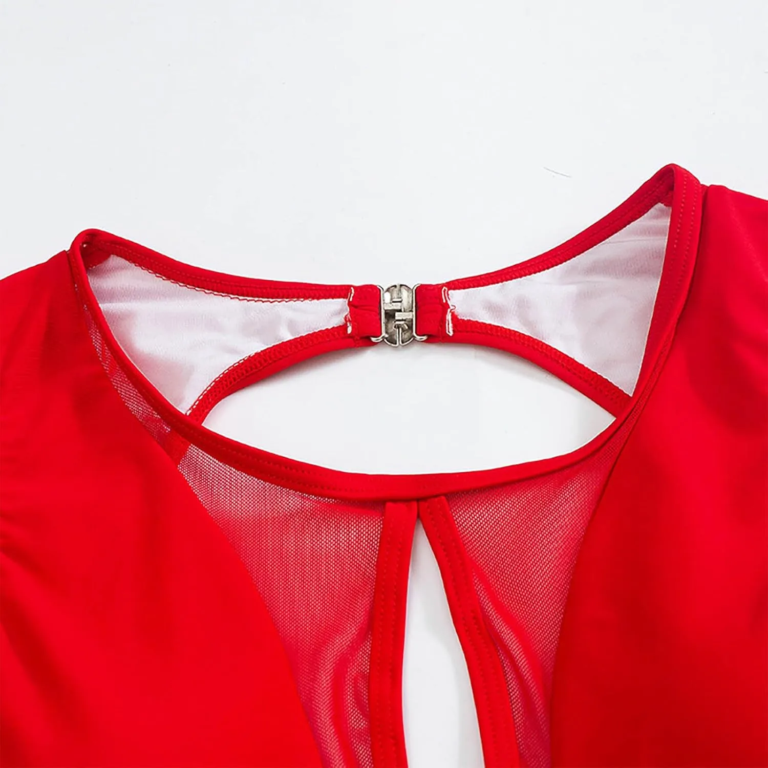 Sexy One Piece Bathing Suit for Women, High Cut Tummy Control Swimwear Cutout Mesh Sheer Backless Swim Suits