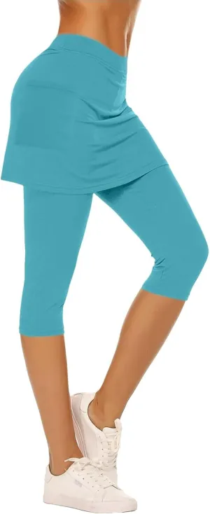 Skirt Pants for Women 2025 Summer Hight Waisted Tummy Control Tennis Golf Skorts Cute Yoga Capri Leggings with Skirts